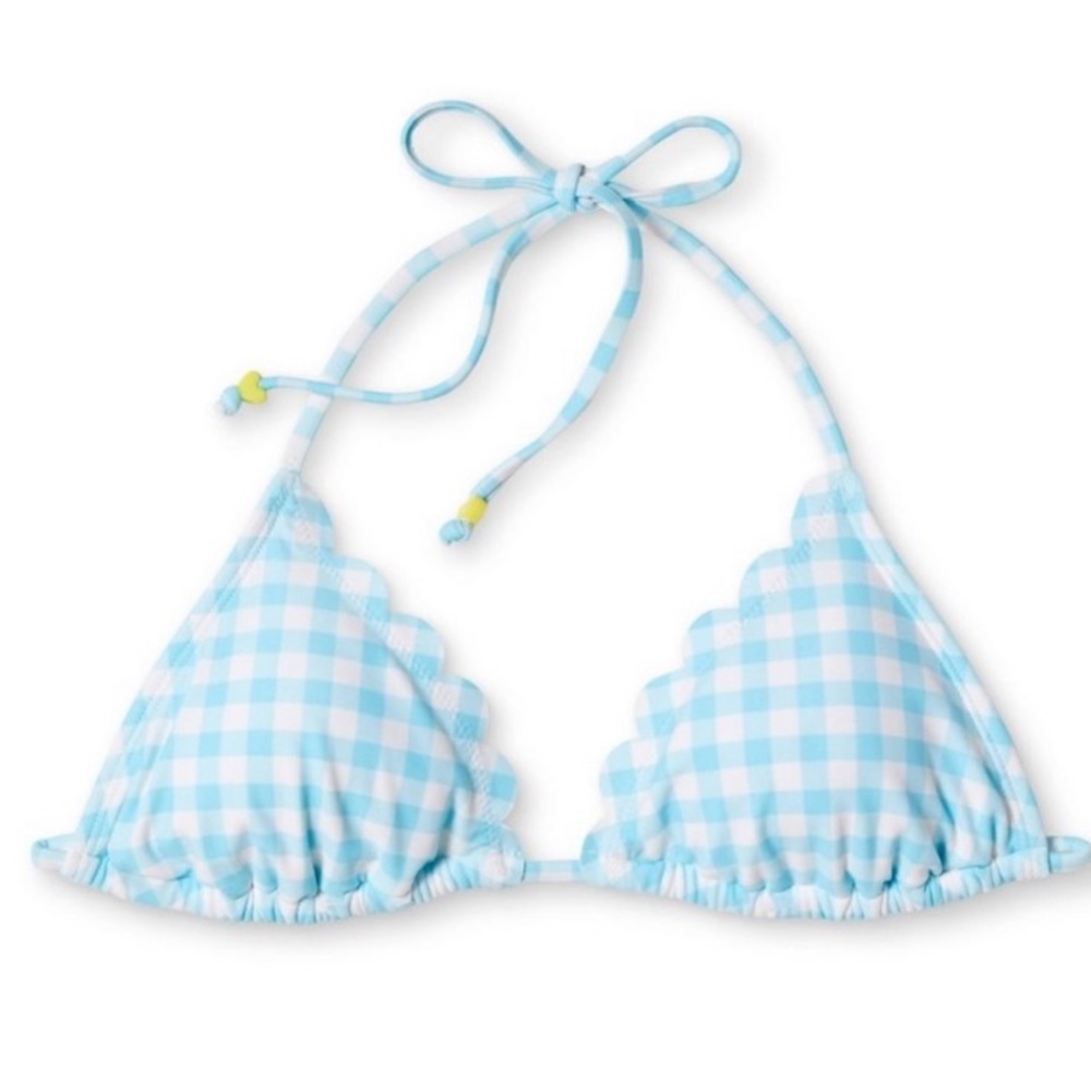 NWT Stoney Clover Lane X Target Blue Gingham Triangle Bikini Top Sz XXS and S - Picture 2 of 14